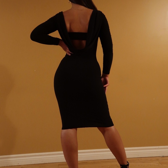 Black Open Back Midi Dress - Picture 2 of 2